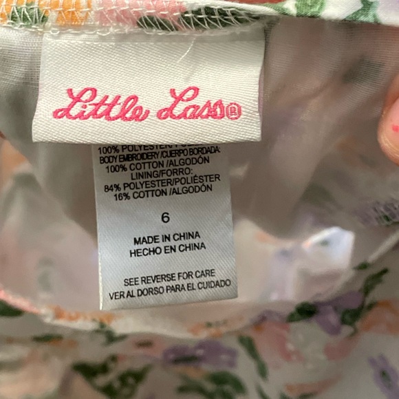 Little Lass White floral A-Line Sundress Sleeveless with hat size 6 - Picture 7 of 7